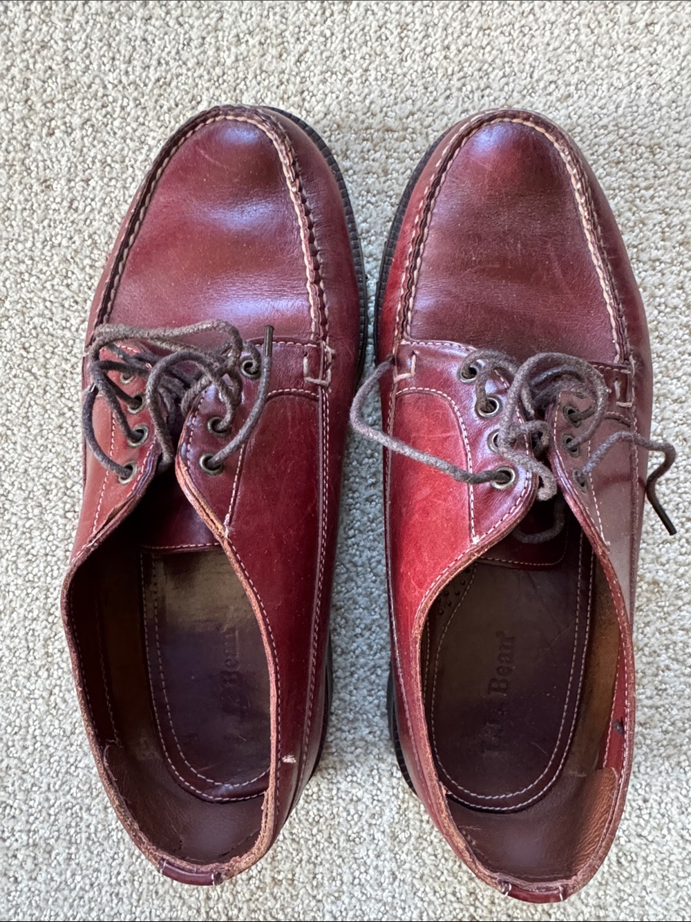 L.L. Bean Men's Wine Leather Lace-Up Oxfords